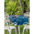 thumbnail image 3 of Outdoor Tablecloth with Umbrella Hole for Patio/Picnic/Party/Camping, Coastal Starfish Waterproof Table Cloth Round Cover Washable, Nautical Marine Life Blue Wooden Grain (Dia 60"), 3 of 8