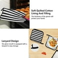 thumbnail image 4 of 5 Pcs Kitchen Set Heat Resistant Oven Mitts and Non-Slip Pot Holders with Adjustable Cooking Apron Black and White Striped, 4 of 6