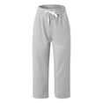 thumbnail image 3 of RPVATI Knit Capris by Athletic Drawstring Straight Loose Pants for Women Maternity with Pockets Solid Plus Size Wide Leg Pants Elastic Waist Casual Pants Women Light Gray S, 3 of 4