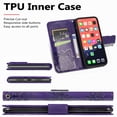 thumbnail image 5 of iPhone 13 Pro Case, iPhone 13 Pro Wallet Folio Case Magnetic Closure RFID Blocking Card Slots Kickstand Shockproof Case For iphone 13 Pro,Purple, 5 of 6