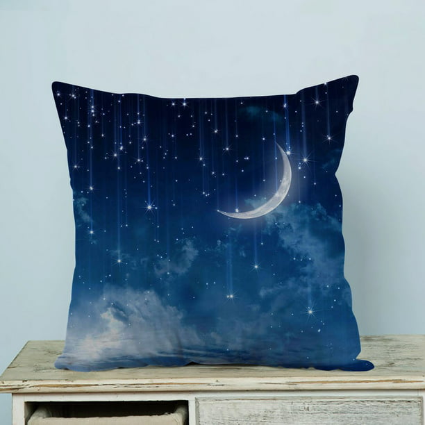 GCKG Moon Star In Blue Sky Beautiful Night Pillow Case Pillow Cover ...