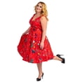 thumbnail image 4 of Miss Lavish London Women's Plus Size Dresses Retro Floral Rockabilly 40s and 50s Vintage Fashion [GALAXY-RED-20], 4 of 5