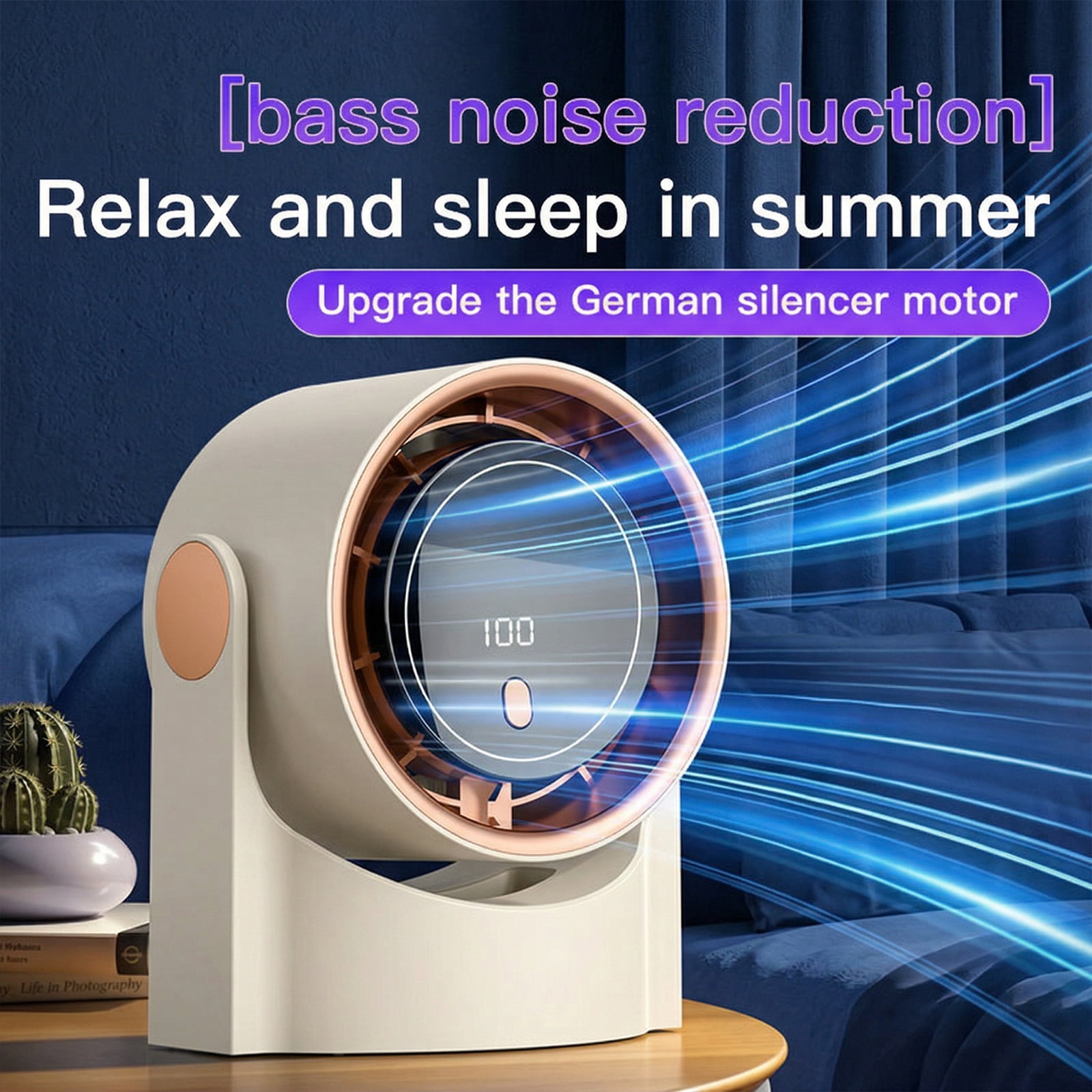 HAHUT Small Table Fans, 100 Speeds Digital Display Turbo Desk Fan with Rechargeable Battery, 1200mAh Portable Wall-Mounted Desk Fan for Office Bedroom Home Kitchen (Beige)