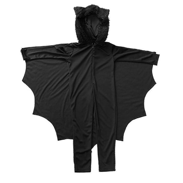 Children for Vampire Bat Costume Kids Carnival Party Halloween Cosplay Costume Accessory Bat Hoodie Romper Jumpsuit Body Black L
