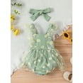 thumbnail image 2 of Bagilaanoe Newborn Baby Girl Rompers Dress Daisy Print Ruffle Sleeve Bodysuit + Headband 3M 6M 9M 12M Infant Summer A-Line Dress, 2 of 8
