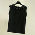 thumbnail image 2 of Women's Summer Sleeveless Hooded Tank Top T Shirt for Athletic Relaxed Breathable Black Women Blending Shirts Women's Short Sleeve T-Shirt(XXL), 2 of 9