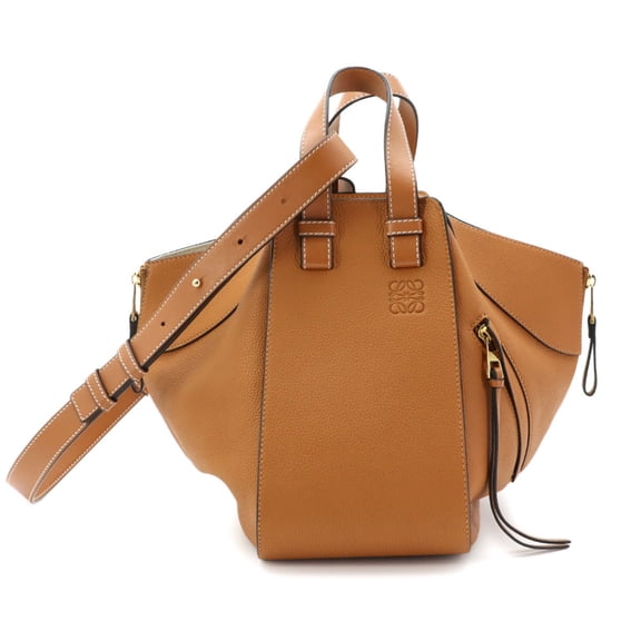 Pre-Owned LOEWE Hammock Small 2-way Handbag Shoulder Bag Leather Brown Gold Hardware