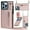 Rosegold, variant on Decase Zipper Wallet Case for iPhone 13 PU Leather Purse Case with Card Slots Kickstand Crossbody Shoulder Strap Magnetic Clasp For iPhone 13,Purple