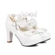 thumbnail image 1 of Zapatos de tacón alto con correa cruzada para mujer, bombas Mary Jane para fiesta, boda, Cosplay, blanco, rosa, negro, fresa, arco, Princesa, Cosplay, Lolita, 1 of 5