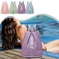 thumbnail image 1 of Mochila de gimnasio para mujer con compartimento para zapatos y bolsillo húmedo - Mochila deportiva de viaje resistente al agua de 35L, morado/verde/azul cielo/rosa, 1 of 8