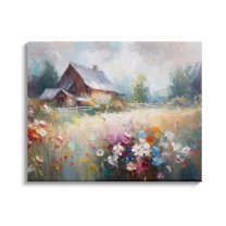Stupell Industries Grey Rustic Countryside Landscape Painting Gallery Wrapped Canvas Art Print Wall Art, 40 x 30