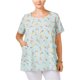 thumbnail image 1 of ING Blusa tipo túnica con bolsillo floral para mujer, verde, 2X, 1 of 1