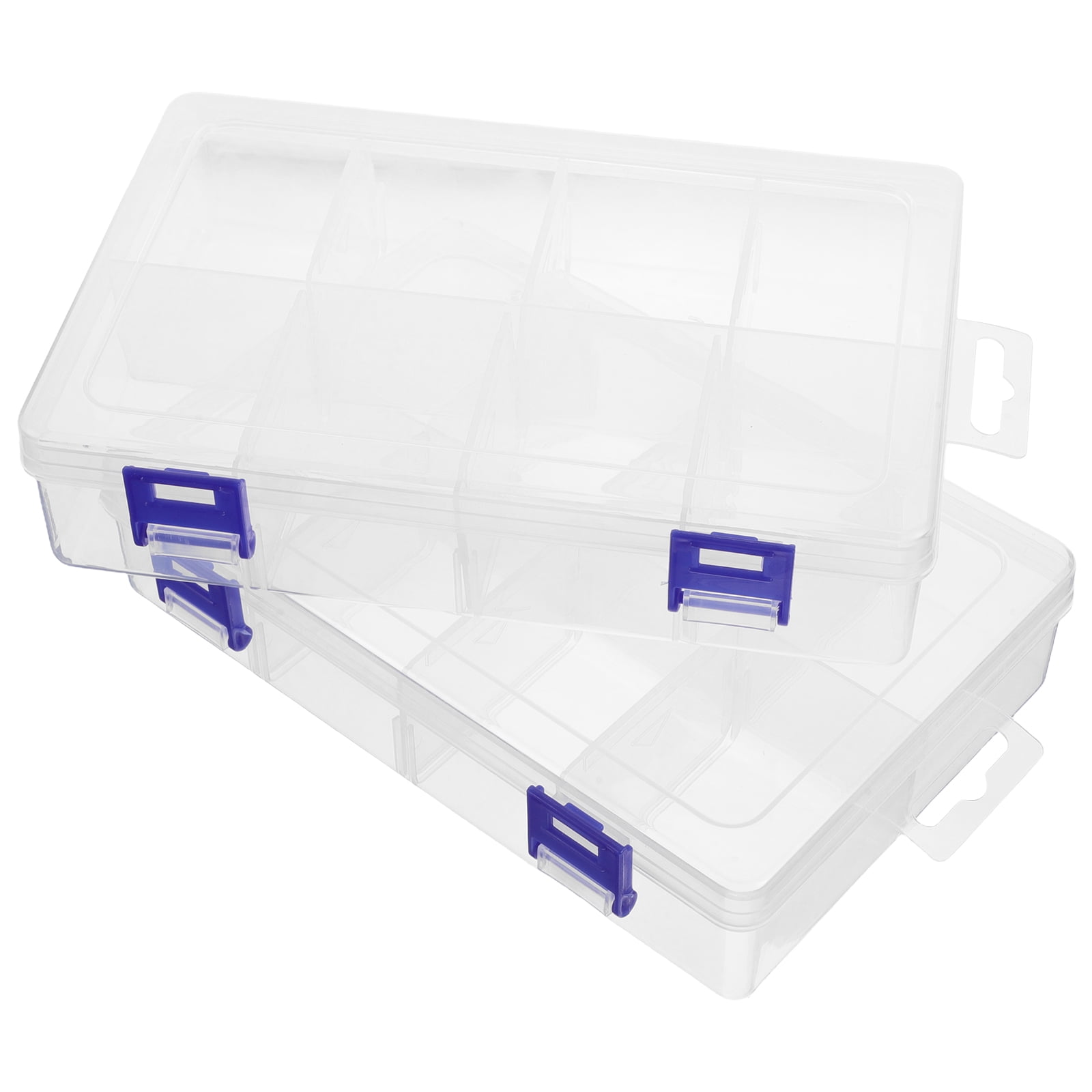 Miangastore 2 Pcs Reusable Tool Box with 8 Grids Wear-Resistant Storage Case for Small Parts Household Tool Organizer Clear Plastic Storage Box