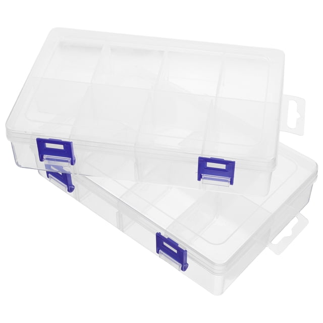 Miangastore 2 Pcs Reusable Tool Box with 8 Grids Wear-Resistant Storage Case for Small Parts Household Tool Organizer Clear Plastic Storage Box