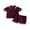 Red, variant on BemeyourBBs 2Pcs Toddler Baby Boy Summer Outfits Infant Baby Boys Summer Clothes Short Sleeve Lapel Collar Solid Color Jacquard Shirt Tops and Elastic Waist Shorts Set