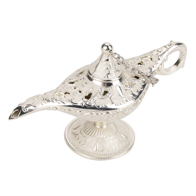 Lámpara de leyenda hueca tallada en metal, luz hueca de genio mágico de Aladdin, decoración de maceta de deseos (#6)