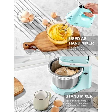 2 in 1 Hand Mixers Kitchen Electric Stand Mixer with Bowl 3 Quart