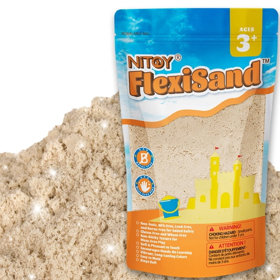 NiToy FlexiSand 2.2Lbs Play Sand, Never Dries Out-Fun for 3 Years and up Kids Bulk Refill for Sensory Sand Box Toys, Ideal for Shaping, Squeezing and Molding (Orignial Color)