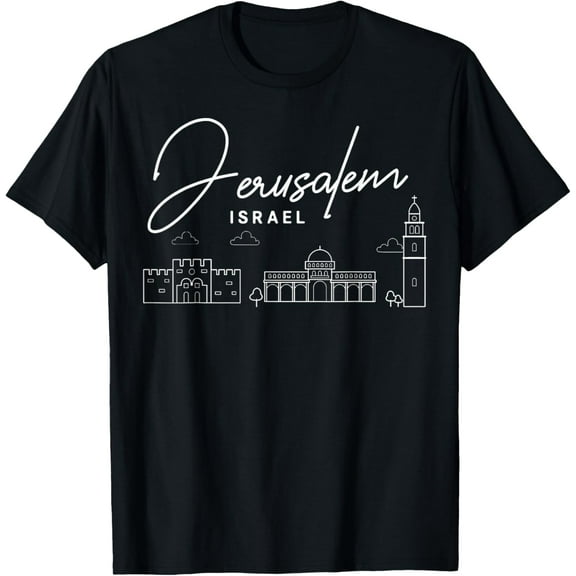 Jerusalem Israel City Skyline Map Travel T-Shirt