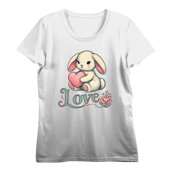 Bunny Love Women's Vivid White Crew Neck Short Sleeve Crop Tee-XS
