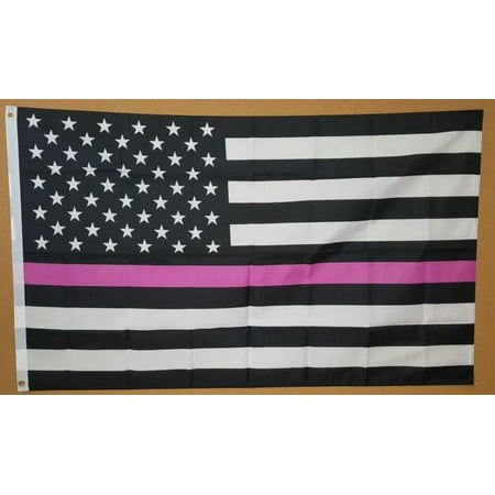 UPC: 0753569889516 | THIN PINK LINE 3 x5  FLAG BREAST CANCER SUPPORT BANNER SURVIVORS