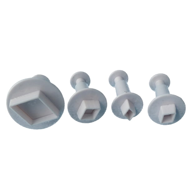 Cateissary Troqueles de corte de galletas de plástico con patrón de rombos individuales, utensilios para hornear pasteles de primavera, 4 Uds. Herramientas y accesorios para hornear