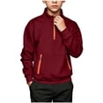 thumbnail image 5 of Boys and Toddlers' Midweight Polar Fleece Quarter-Zip Pullover Jacket, Long Sleeve Warmth Mock Neck Youth Sweatshirt Winter Clothes for Kids Years 5-15 Red, 5 of 8