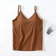 thumbnail image 4 of Spdoo Women Ribbed Tank Top V-Neck Shelf Bra Cami Sleeveless Undershirt Spaghetti Strap Padded Camisole Vest Tops L, 4 of 5