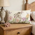 thumbnail image 5 of Yhmxh Easter Bunny Throw Pillow Cover, 12 x 20 Inch Cute Rabbit Rectangle Linen Cushion Case, Wildflowers Throw Pillow Case Decoration, Holiday Farmhouse Decoration for Bed Sofa Couch, 5 of 7