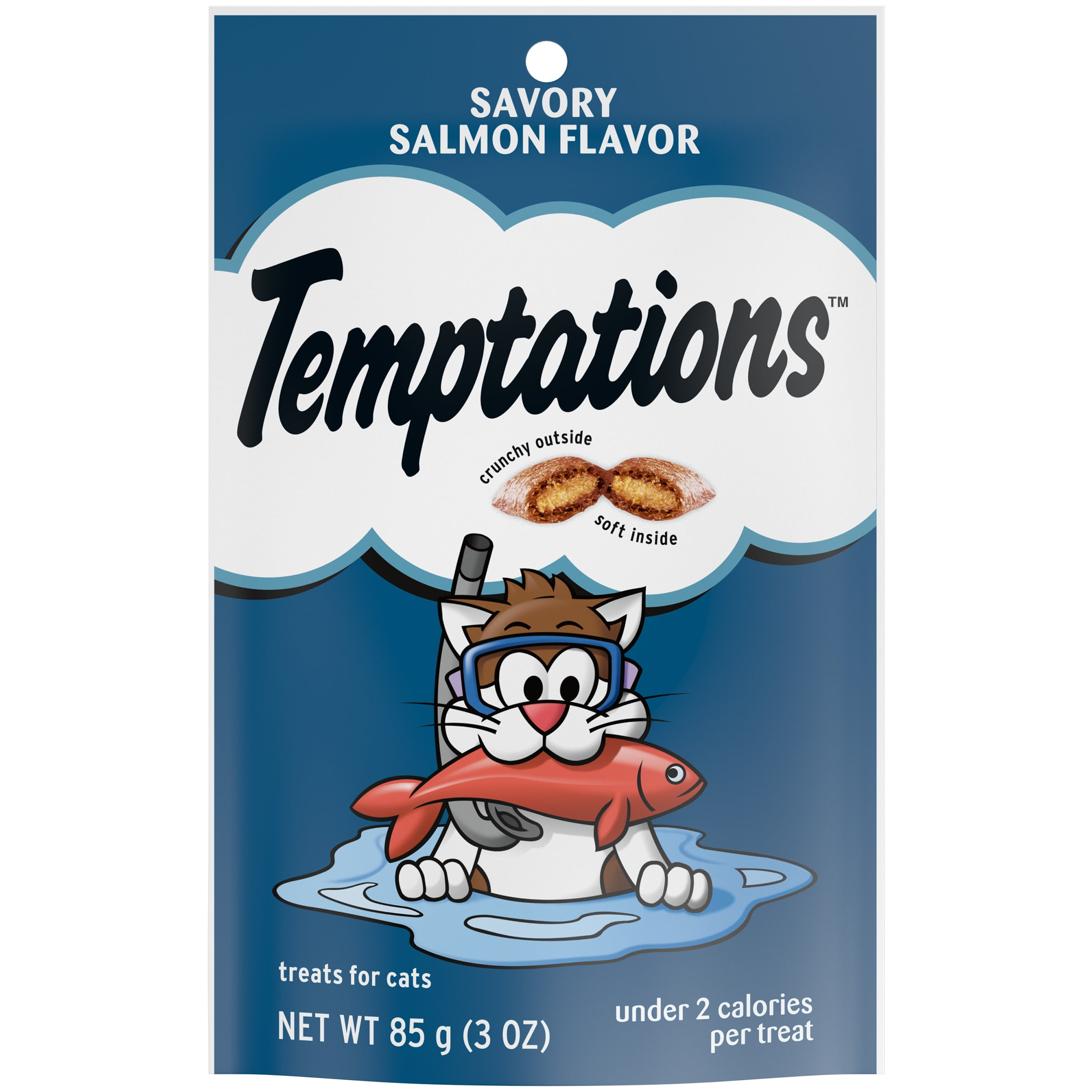 Temptations Salmon Flavor Crunchy Soft Topper for Cat, 3 oz. (12 Count)