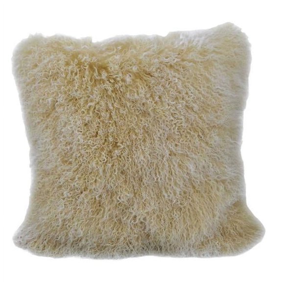 HomeRoots 334372 Champagne Tibetan Lamb Pillow