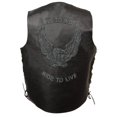 thumbnail image 1 of Event Leather ELM3900 Men's 'Live to Ride' Black Leather Side Lace Vest with Flying Eagle Emboss - 5X-Large, 1 of 9