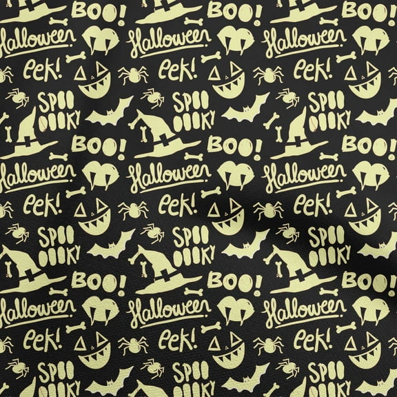 oneOone Polyester Spandex Black Fabric Halloween Diy Clothing Quilting Fabric Print Fabric By Yard 56 Inch Wide