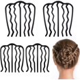 thumbnail image 1 of BEMS-horquilla para el pelo de 4 piezas, peine lateral retro en forma de U negro,, 1 of 4