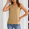 thumbnail image 6 of Felirenzacia Women's V Neck Tank Top, Butter Soft Solid Sleeveless Blouse with Pleated Back,Khaki,S, 6 of 7