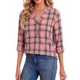 thumbnail image 3 of Fantaslook Womens Plaid Shirts Flannel Button Down Shirts Business Casual Long Sleeve Tops Dressy V Neck Blouses, 3 of 9