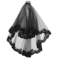 thumbnail image 1 of Velo de novia de encaje negro con borde de cinta para decoración de disfraces de Halloween Decoración de herramientas de estudio, 1 of 6