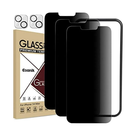 lulufa [3 2 Pack Privacy Screen Protector for iPhone 14 Plus 6.7" Anti-Spy Tempered Glass   Camera Lens Protector, Installation Frame, 9H Hardness, Case Friendly, Easy Installation, Bubble Free