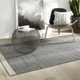 thumbnail image 2 of FH Home Machine Washable Area Rug - Hand Woven, Stain Resistant, Pet Friendly - Premium Recycled Polyester Yarn - Solid - Kitchen, Bathroom, Laundry Room - Kingscote - Black & Beige - 3 x 5 ft, 2 of 7