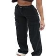 thumbnail image 3 of Women Jeans Solid Color Pocket Patchwork Wide Leg Pants, 3 of 6
