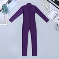 thumbnail image 3 of Raenseen Kids Boys Girls Full Length Bodysuit Unitards Spandex Zentai Costumes Gymnastics Leotard Purple XXL, 3 of 8