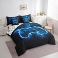 thumbnail image 3 of Homewish Cartoon Game Console Twin Bedding Sets 7-Piece for Kids, Neon Blue Lightning Bedding Comforter Set, Modern Video Gaming Lover Reversible Sheet Sets, Luxury Bedroom Decor, 3 of 7
