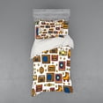 thumbnail image 2 of 90s Duvet Cover Set, 90s Theme with Old Style Recorder Stereo Television Roller Skate Shoes Electronic Watch, Bedding Set with Shams and Fitted Sheet, 3 Sizes, by Ambesonne, 2 of 3
