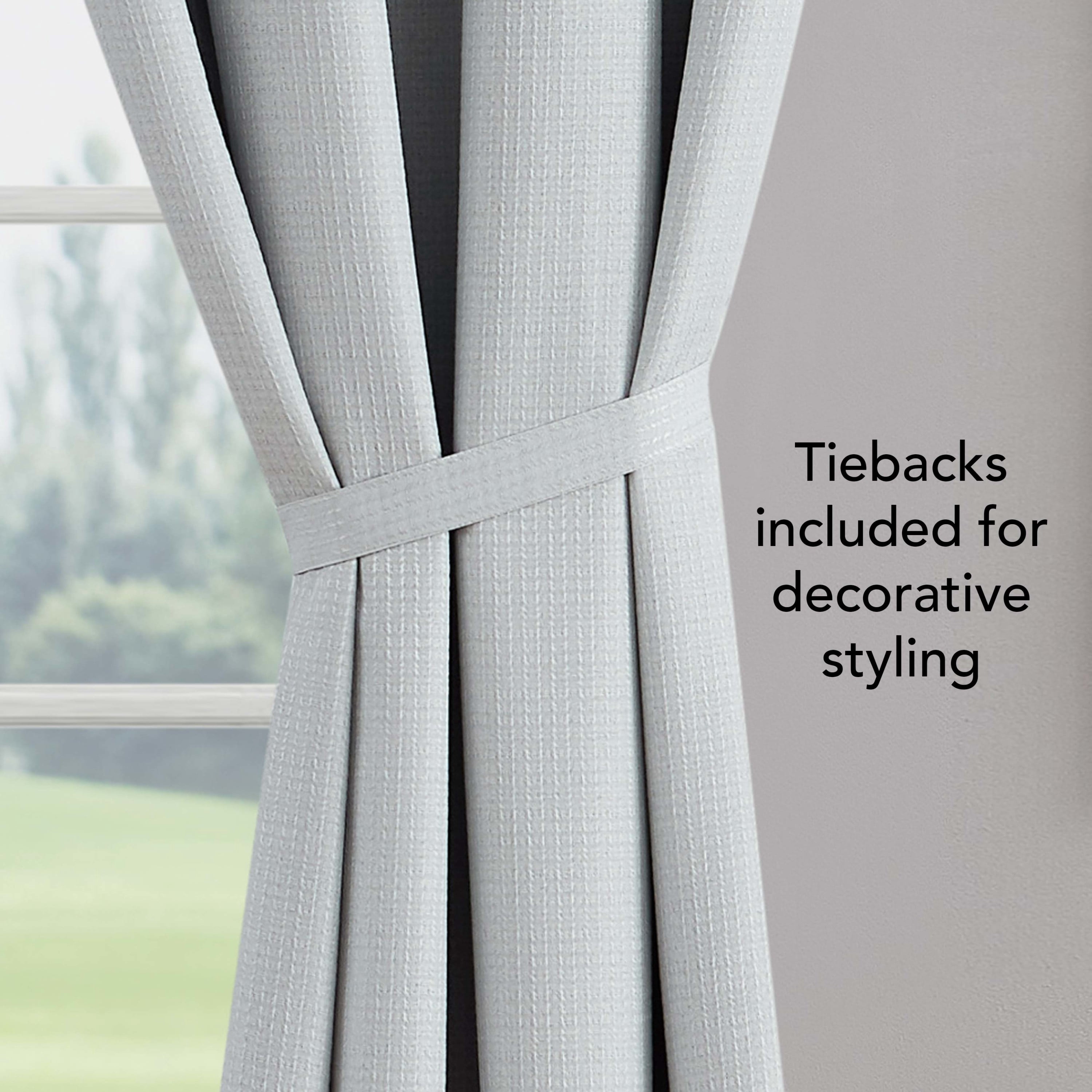 Chyna Blackout Window Curtain Panels with Tiebacks, Grommet, Grey, 50" x 108"