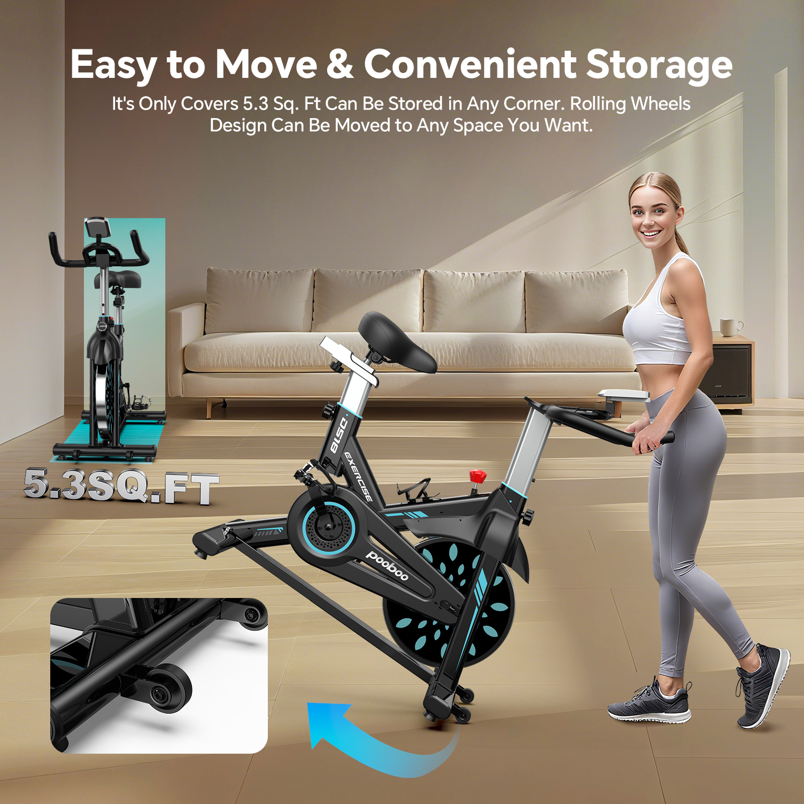 Pooboo Professional Magnetic Indoor Cycling Stationary Bike photo 6