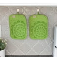 thumbnail image 5 of T-fal Medallion Print Silicone and Cotton Twill Pot Holders, Two Pack, Green, 5 of 5