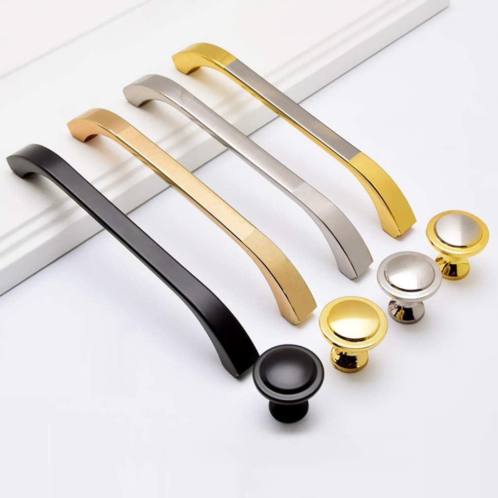 Silver Cabinet Handles 10 Pack Kitchen Cabinet Pulls 2-1/2" Hole Centers Euro Style Drawer Hardware