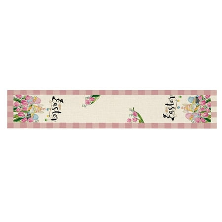 

Topaty Easter Table Runner | Spring Bunny Flower Gnomes Decor Easter Table Cover | 30x182cm/11.81x71.65in Dresser Scarf Table Topper for Easter Home Decoration