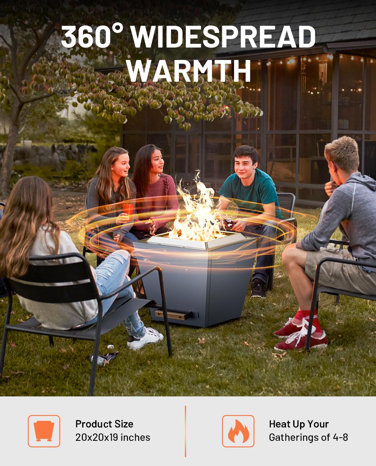 LEGACY HEATING Cyberpit One 20 inch Smokeless Fire Pit, Wood Burning Fireplaces w/ Pull-Out Ash Pan,Carry Handle for Backyard Patio Camping Bonfire, Slatted,Stainless Steel，Blue