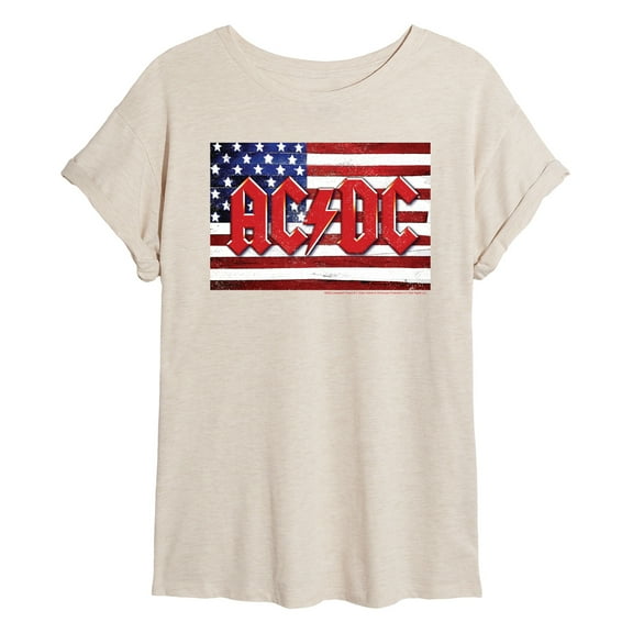 ACDC - American Flag Logo - Juniors Muscle T-Shirt
